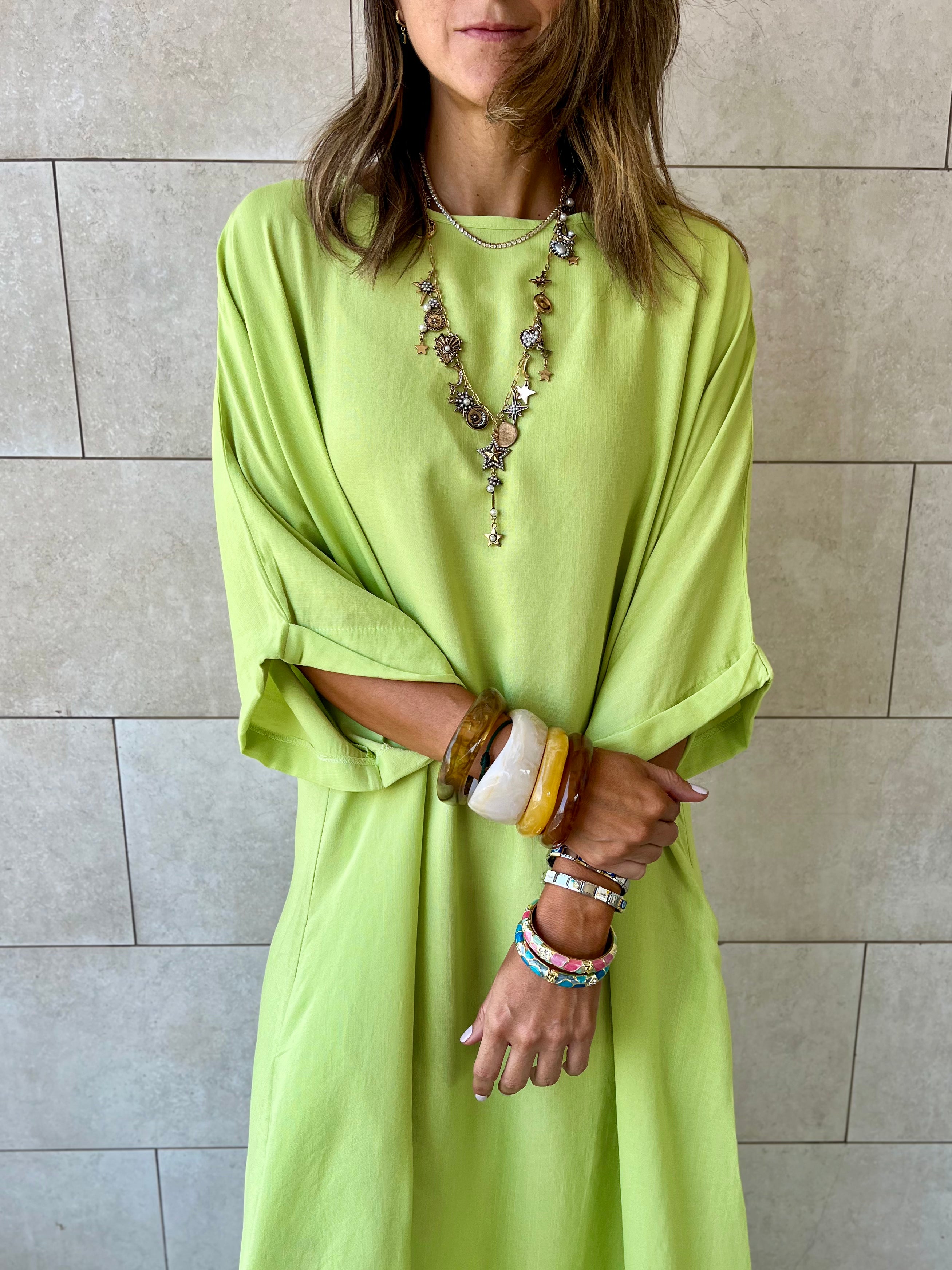 Lime Flowy City Dress