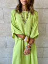 Lime Flowy City Dress