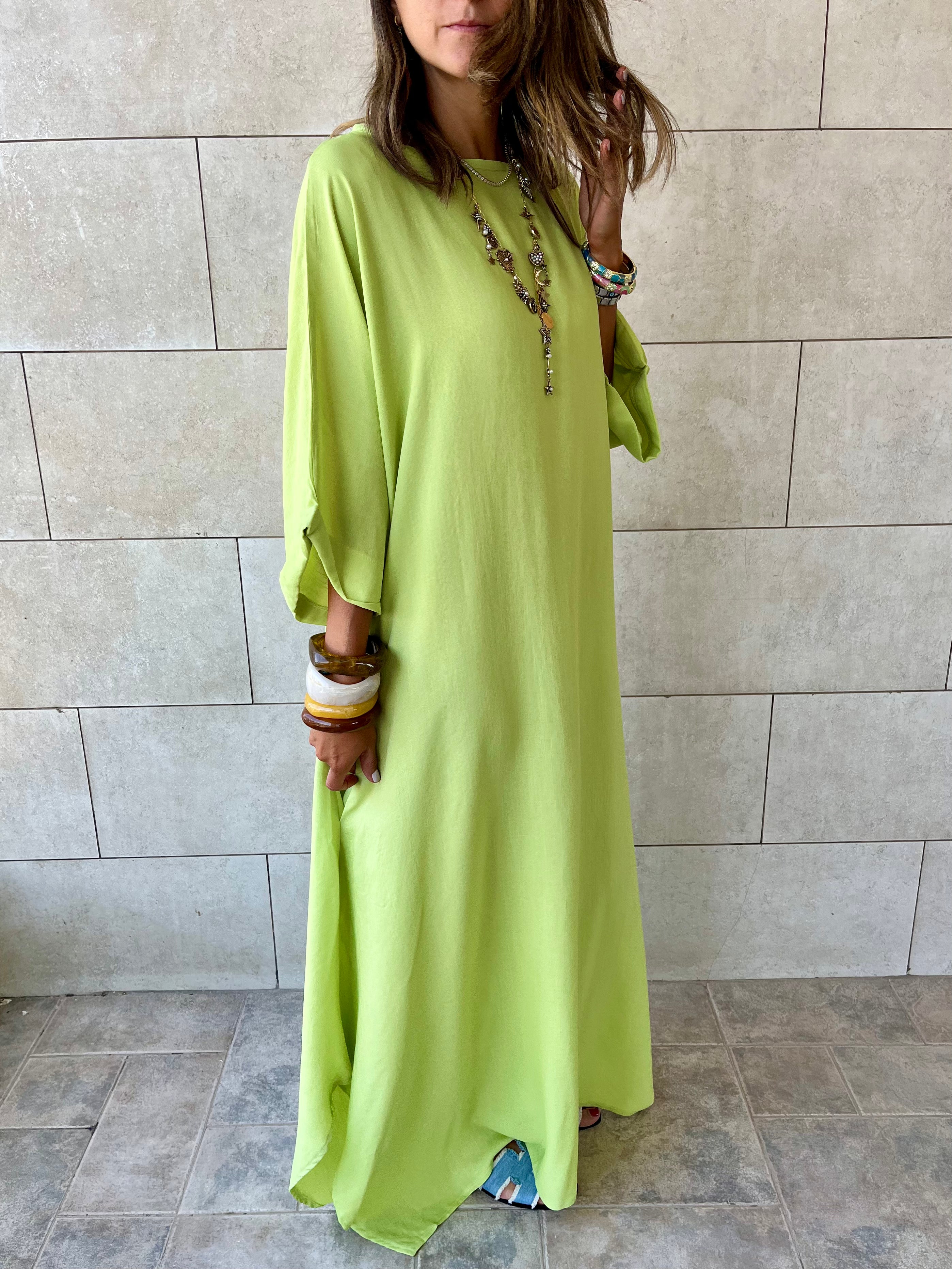 Lime Flowy City Dress