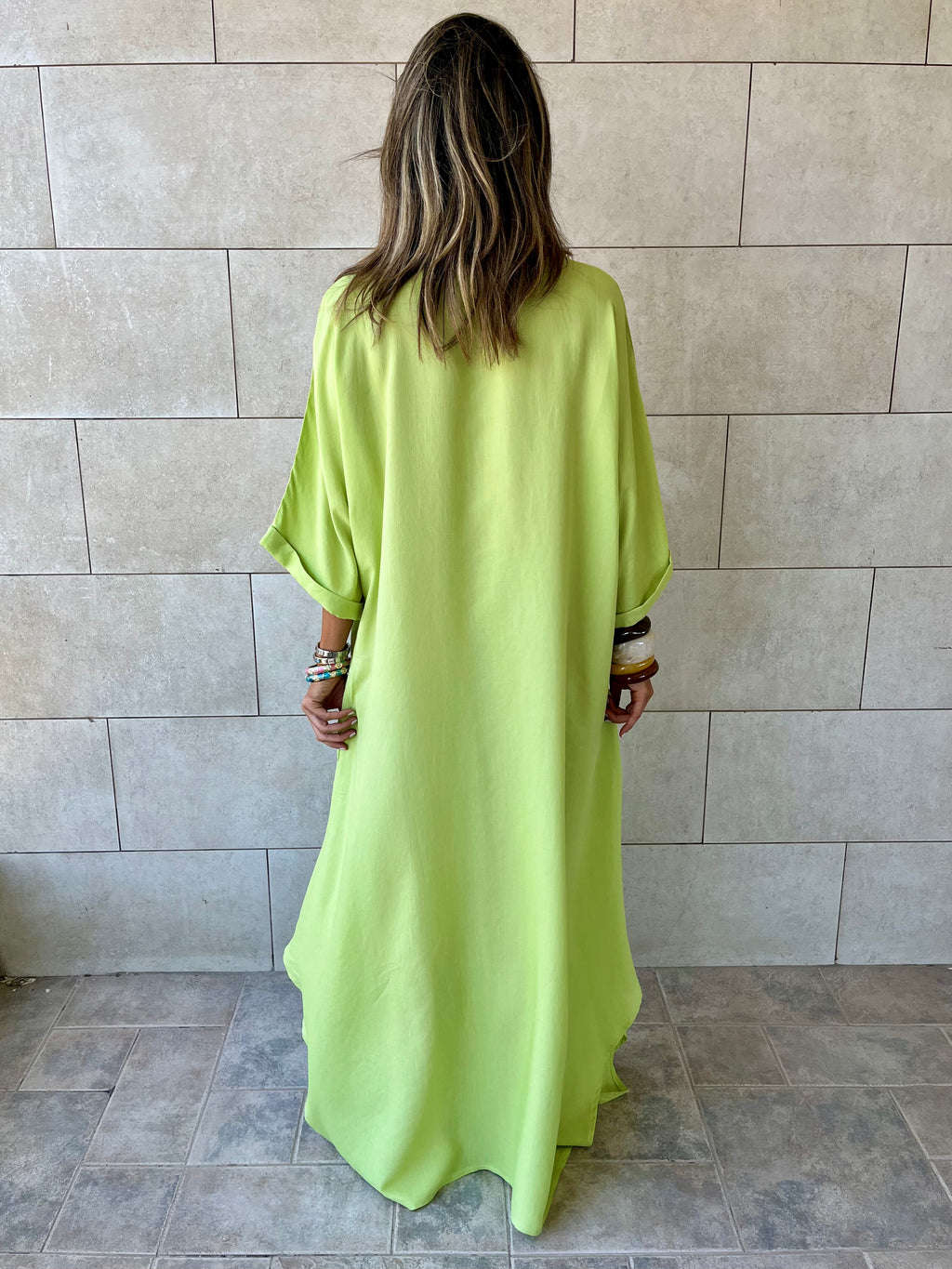 Lime Flowy City Dress