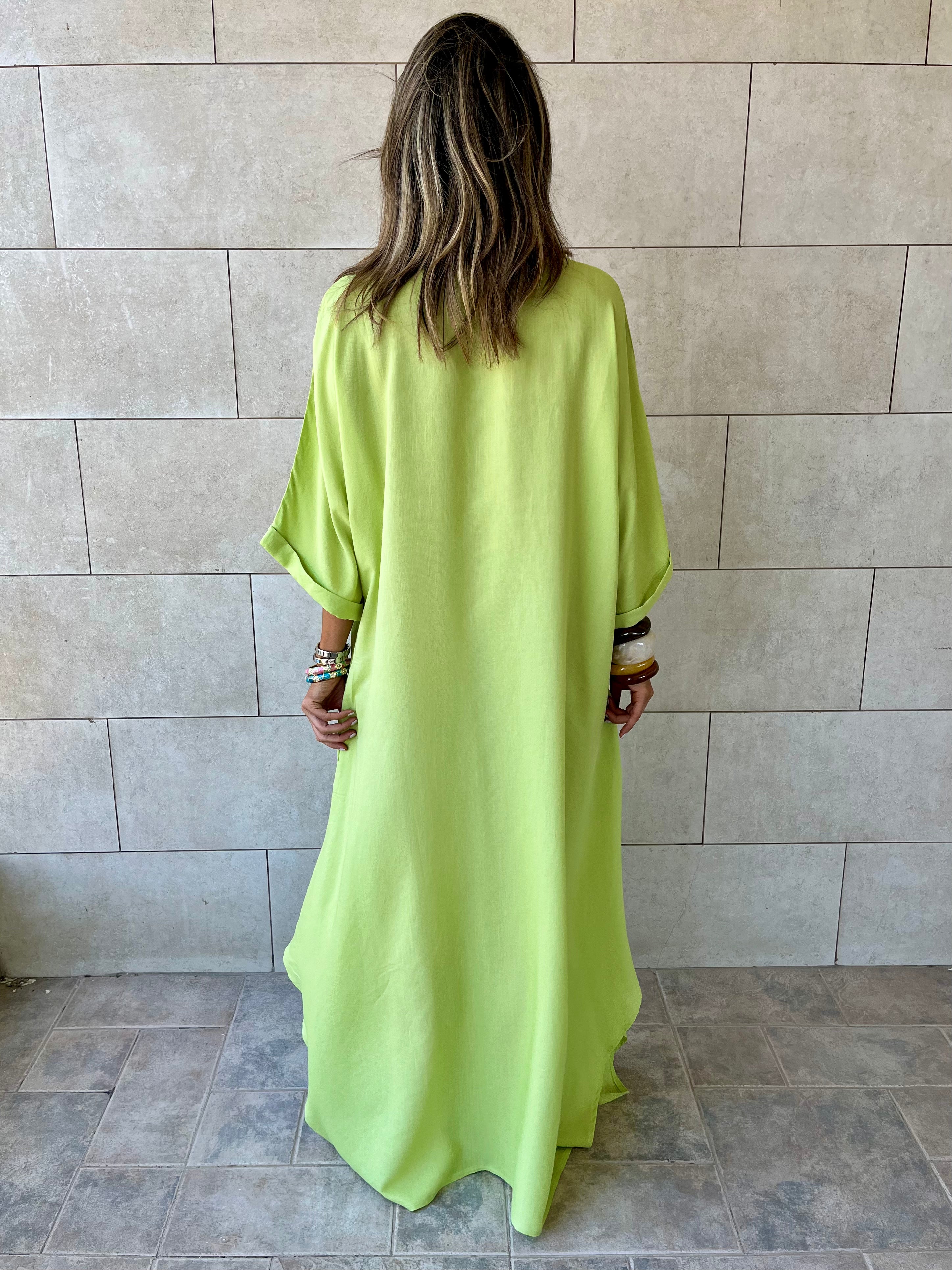Lime Flowy City Dress