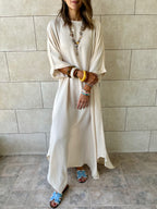 Beige Flowy City Dress