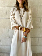 Beige Flowy City Dress