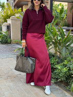 Burgundy Quarter Zip Up Knit