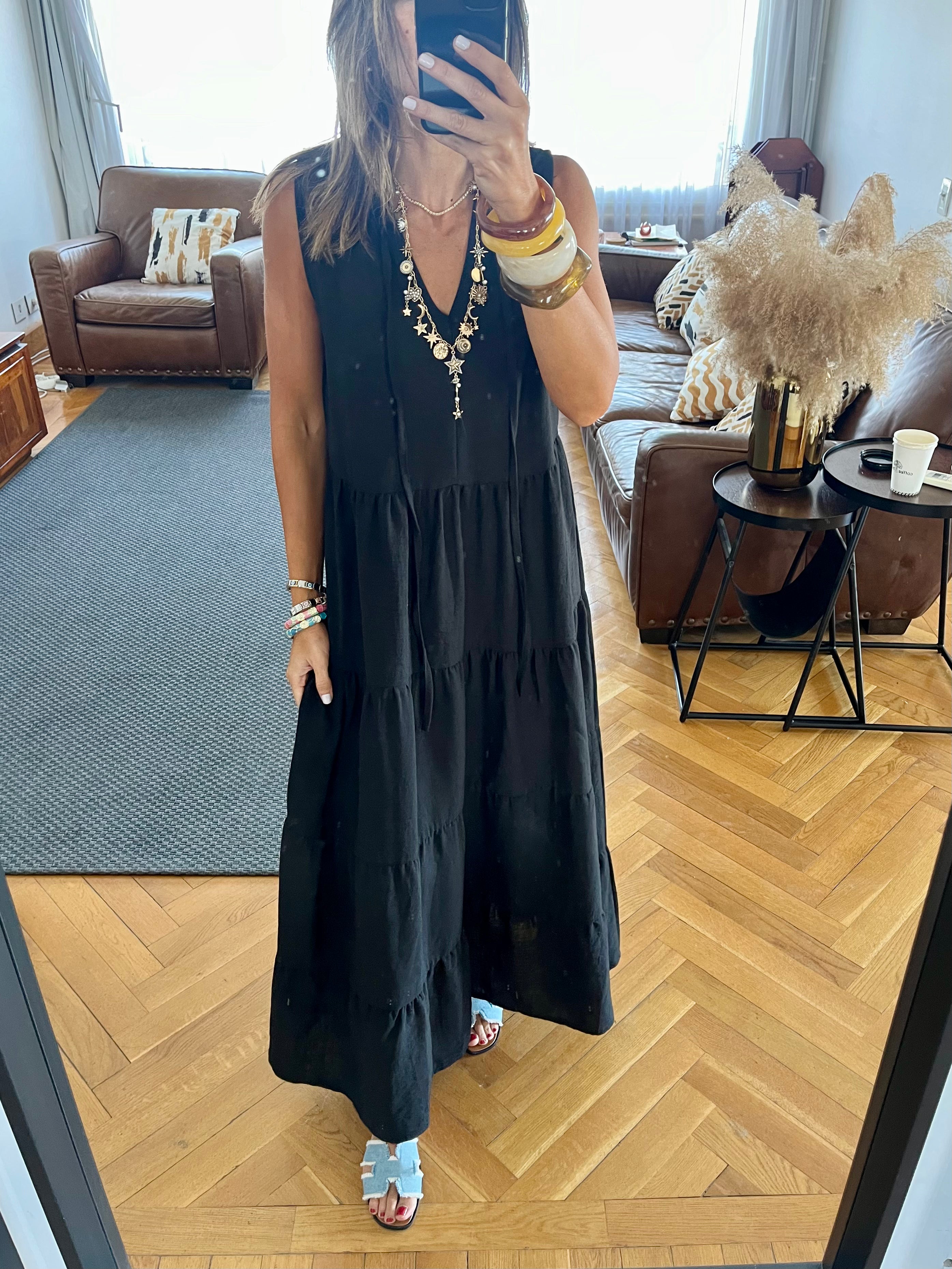 Black Frillu Essential Tiered Dress