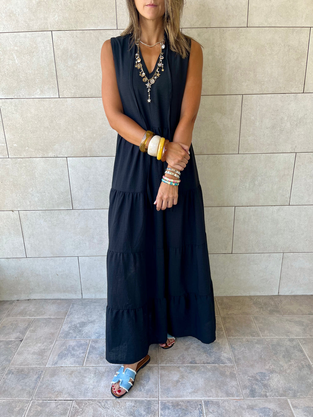 Black Frillu Essential Tiered Dress