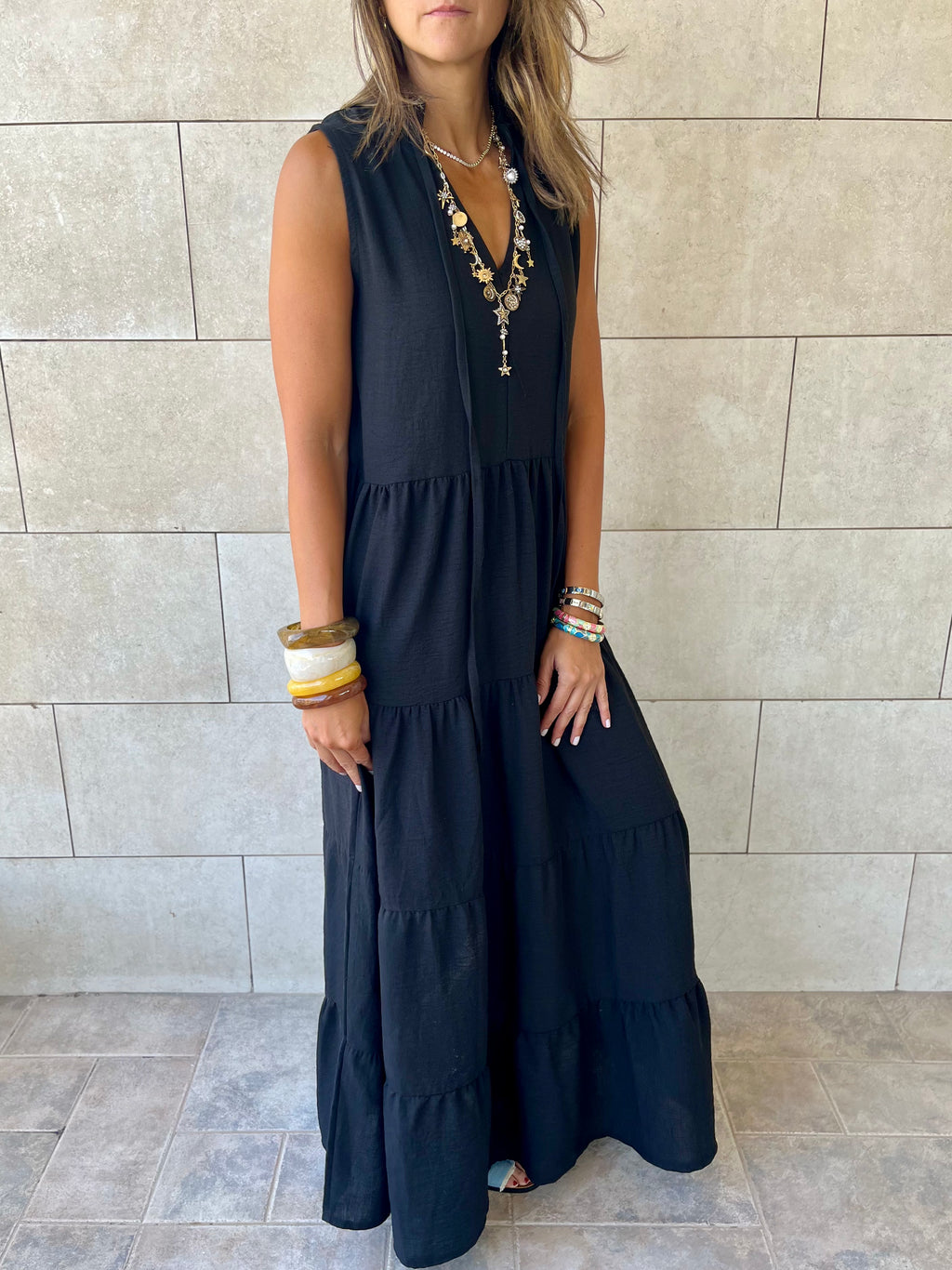 Black Frillu Essential Tiered Dress