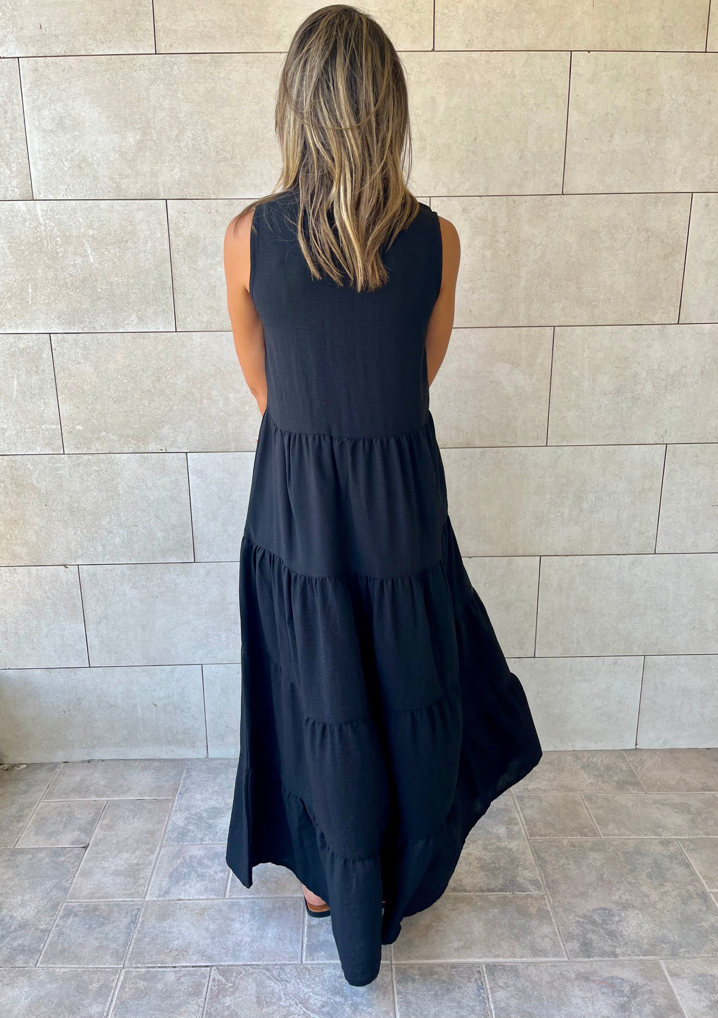 Black Frillu Essential Tiered Dress