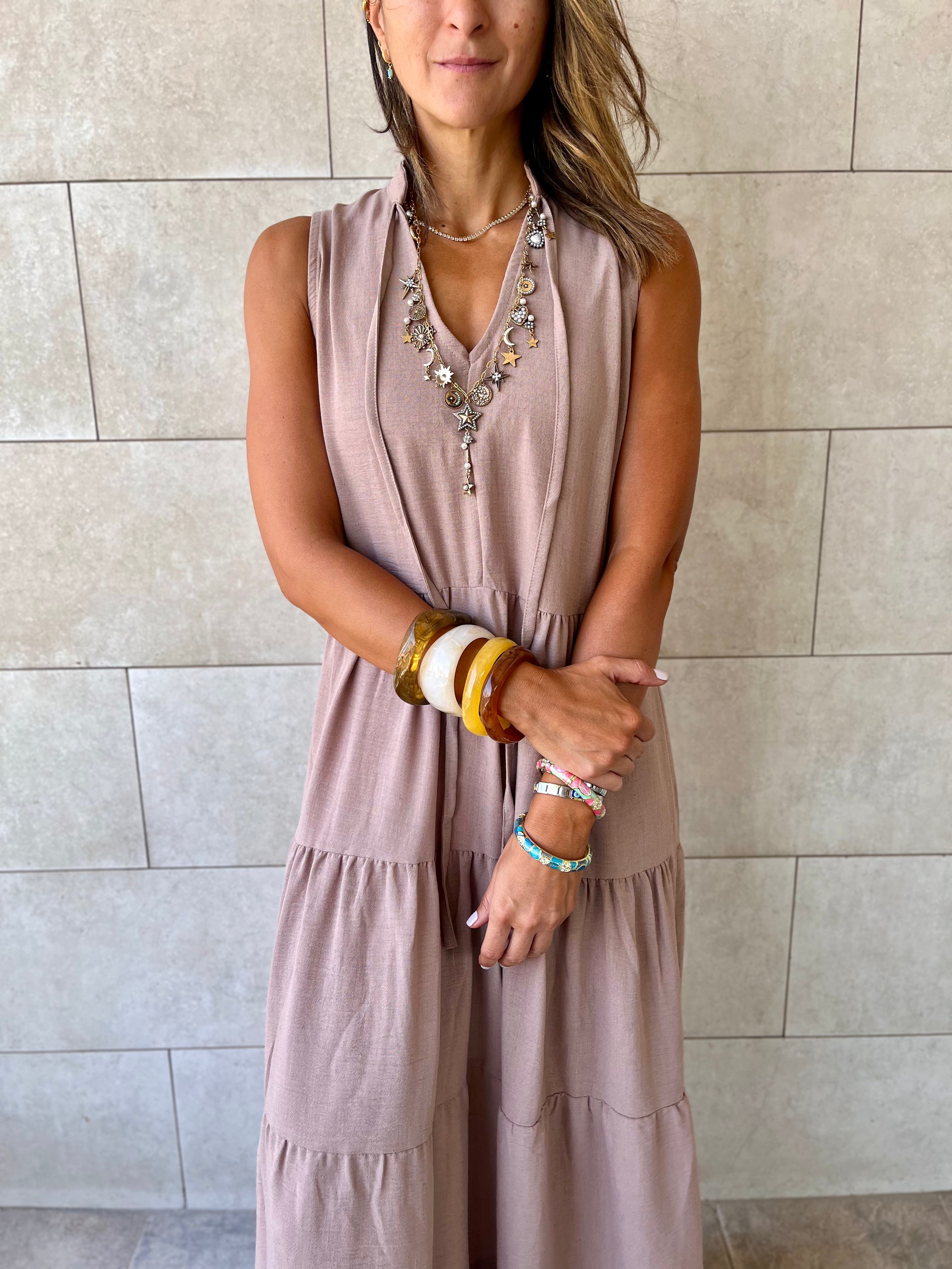 Beige Frillu Essential Tiered Dress