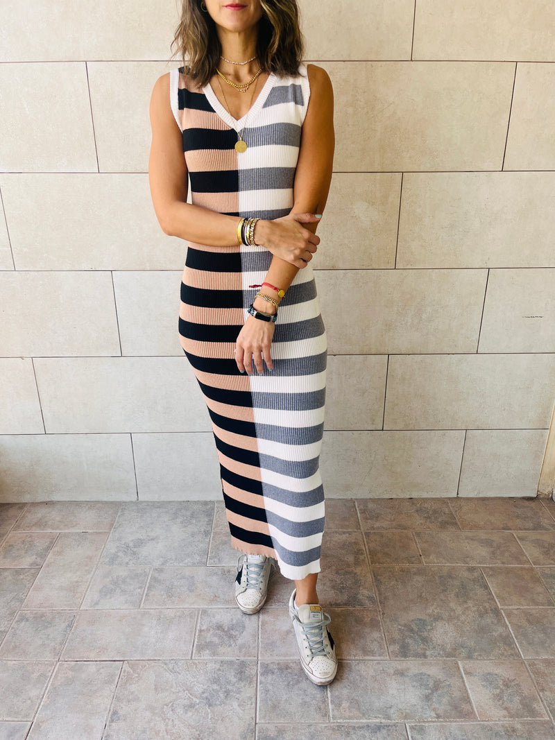 Cafe Can’t Make Up My Mind Ribbed Summer Dress