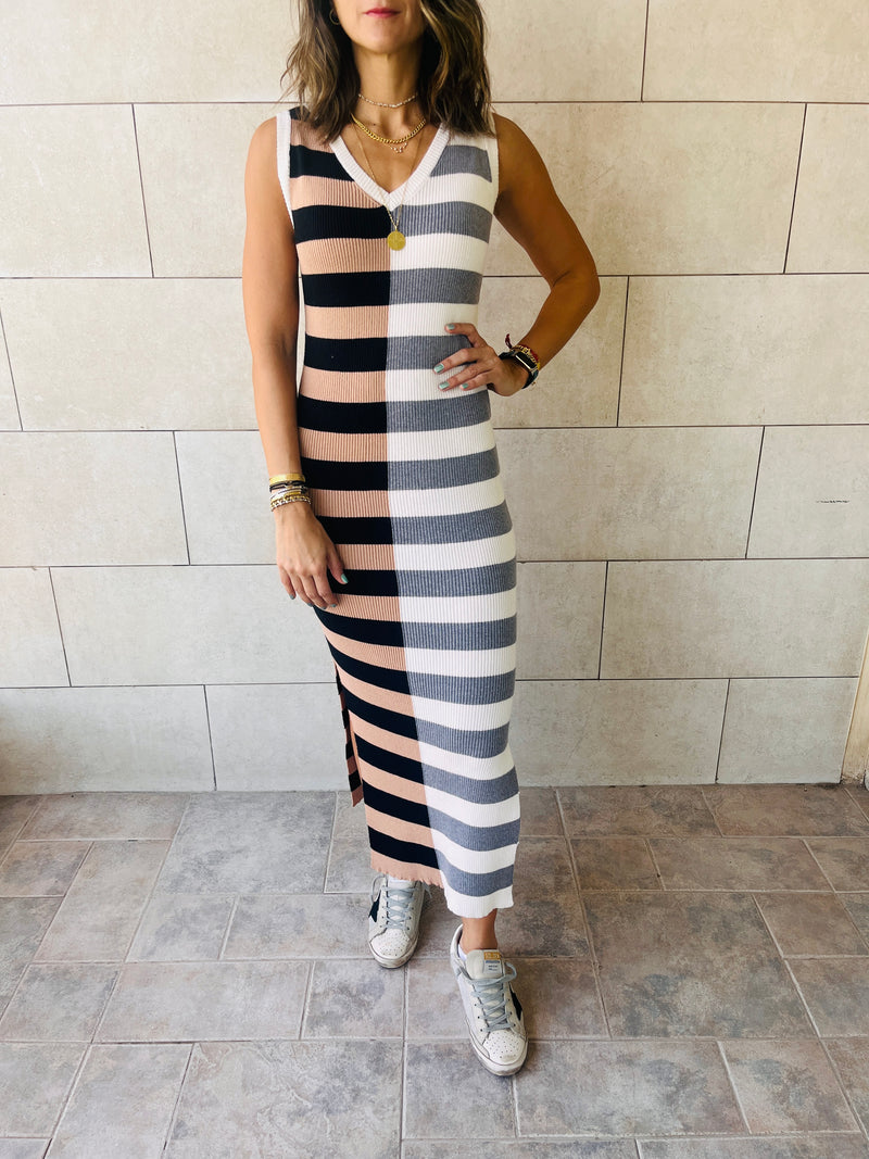 Cafe Can’t Make Up My Mind Ribbed Summer Dress