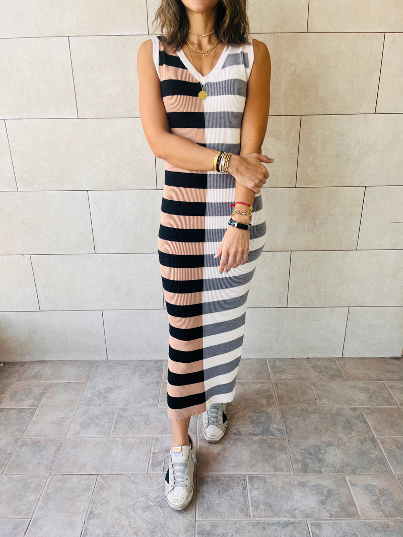 Cafe Can’t Make Up My Mind Ribbed Summer Dress