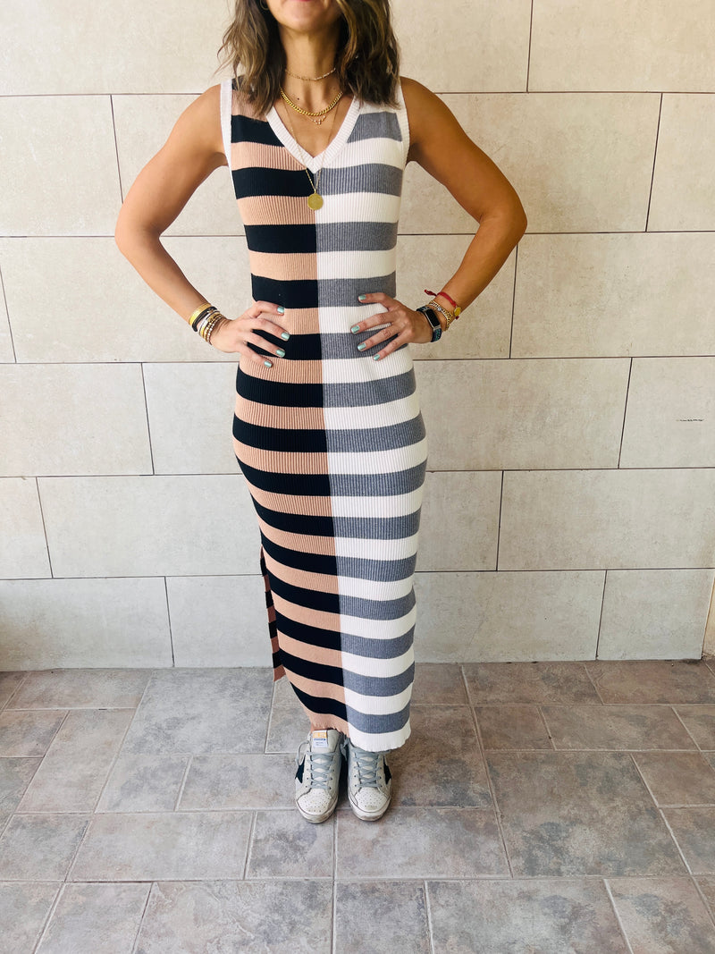 Cafe Can’t Make Up My Mind Ribbed Summer Dress