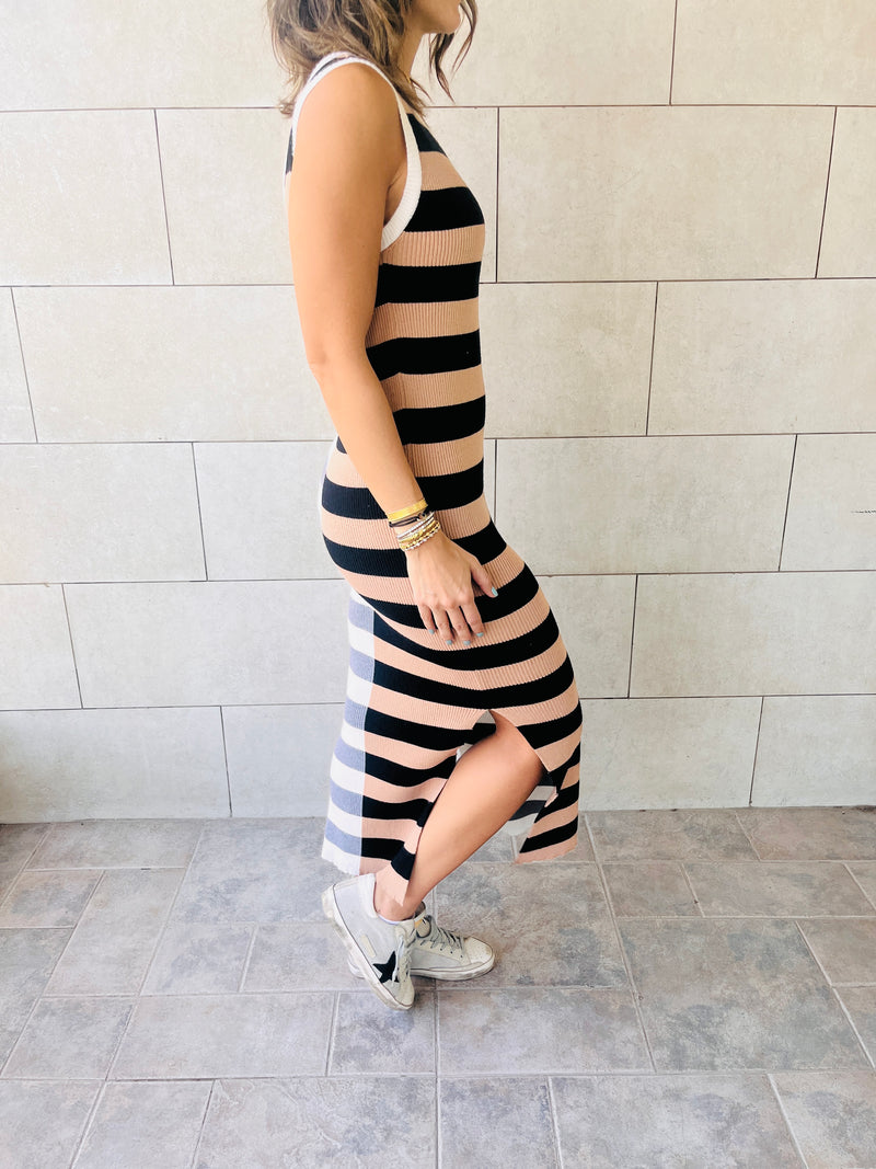 Cafe Can’t Make Up My Mind Ribbed Summer Dress