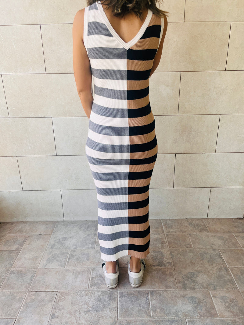 Cafe Can’t Make Up My Mind Ribbed Summer Dress