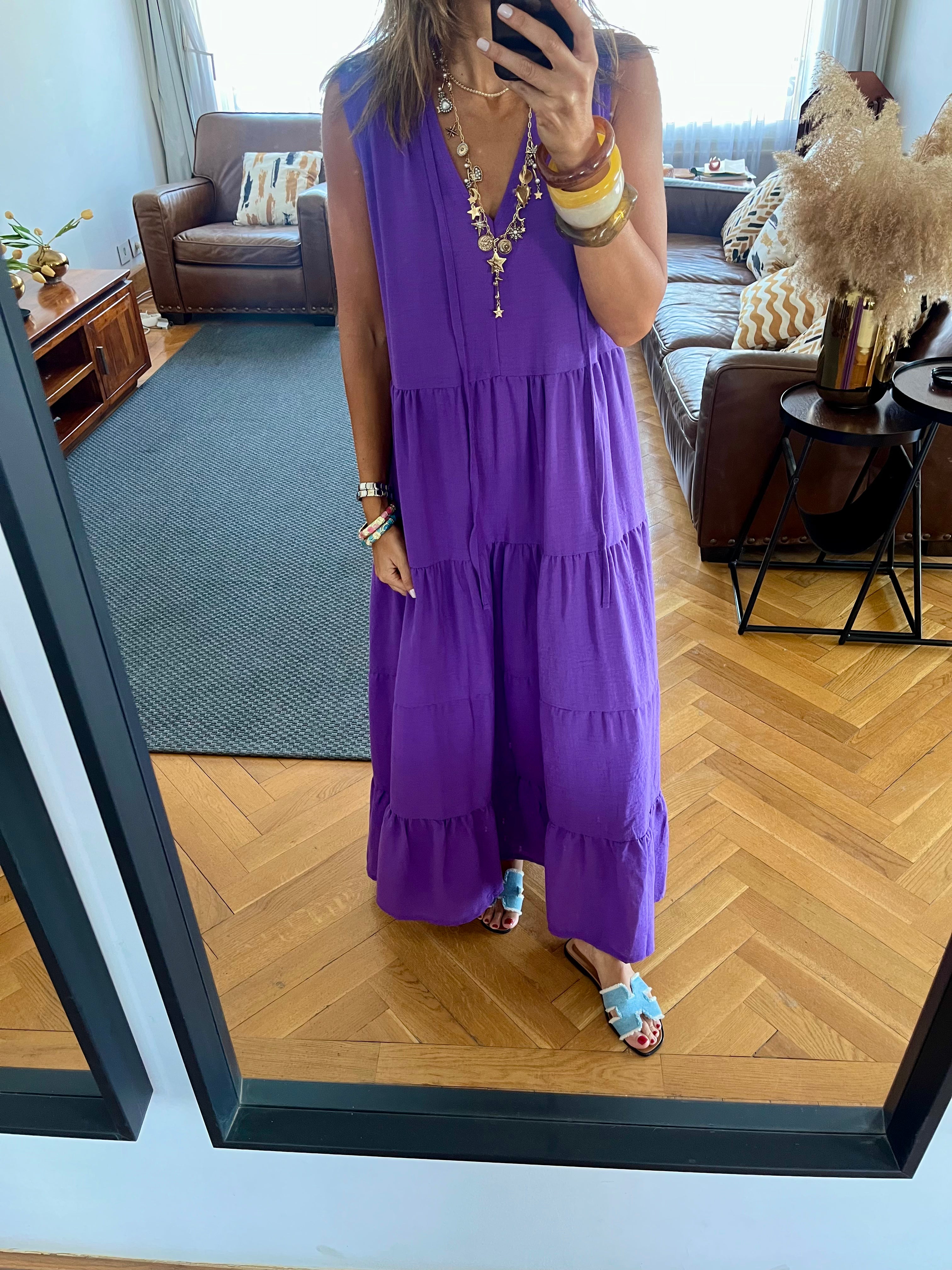 Purple Frillu Essential Tiered Dress