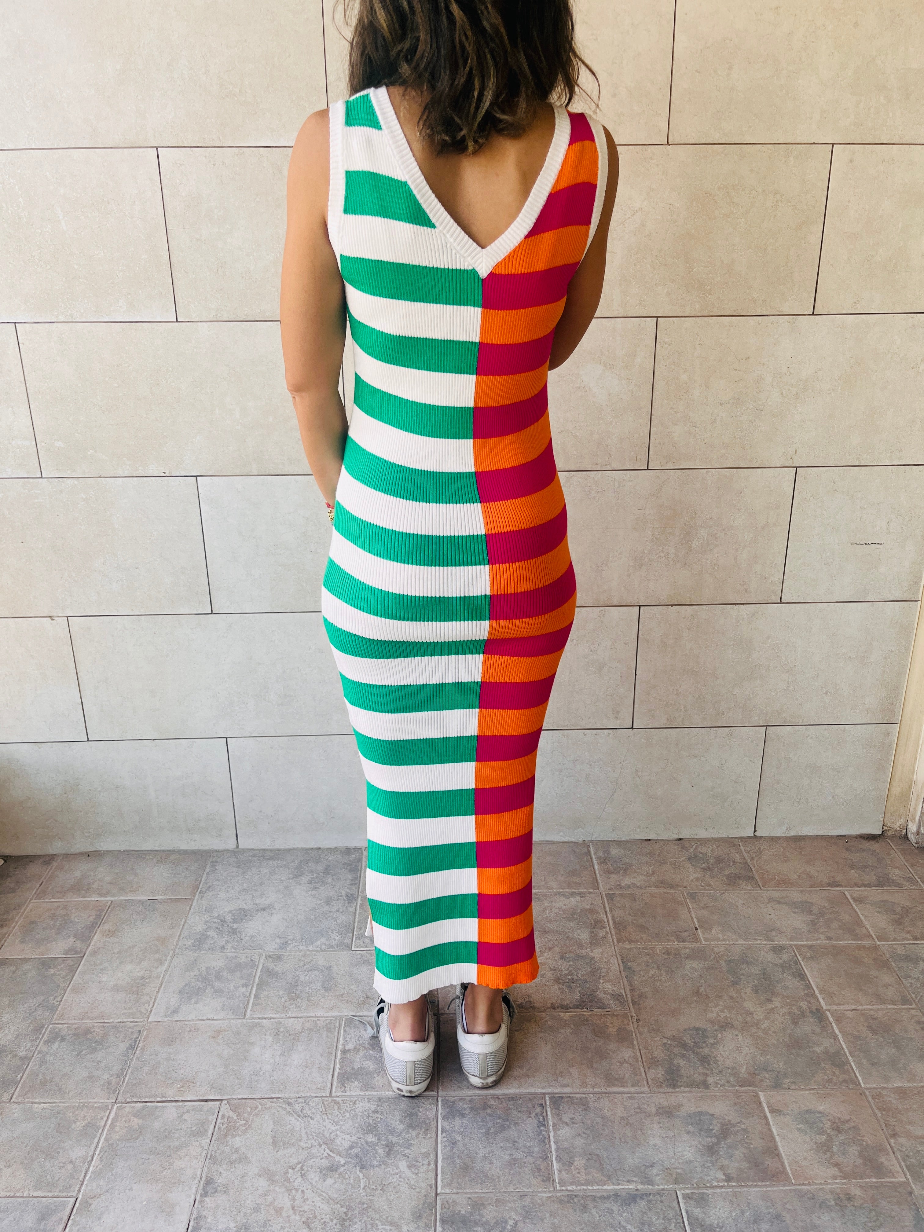 Orange Can’t Make Up My Mind Ribbed Summer Dress