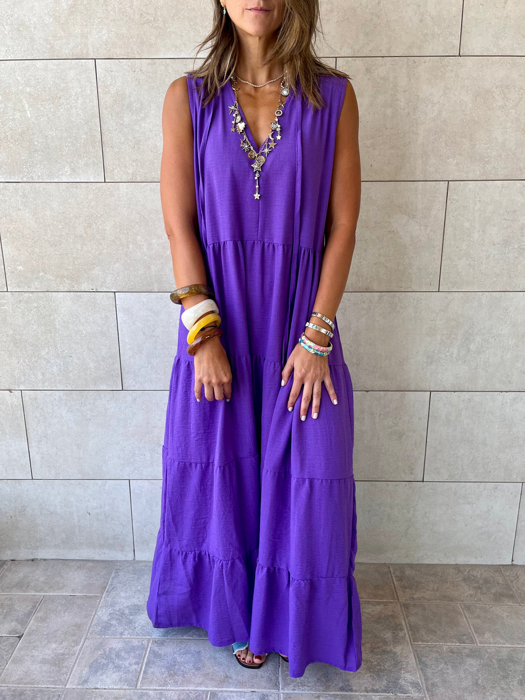 Purple Frillu Essential Tiered Dress