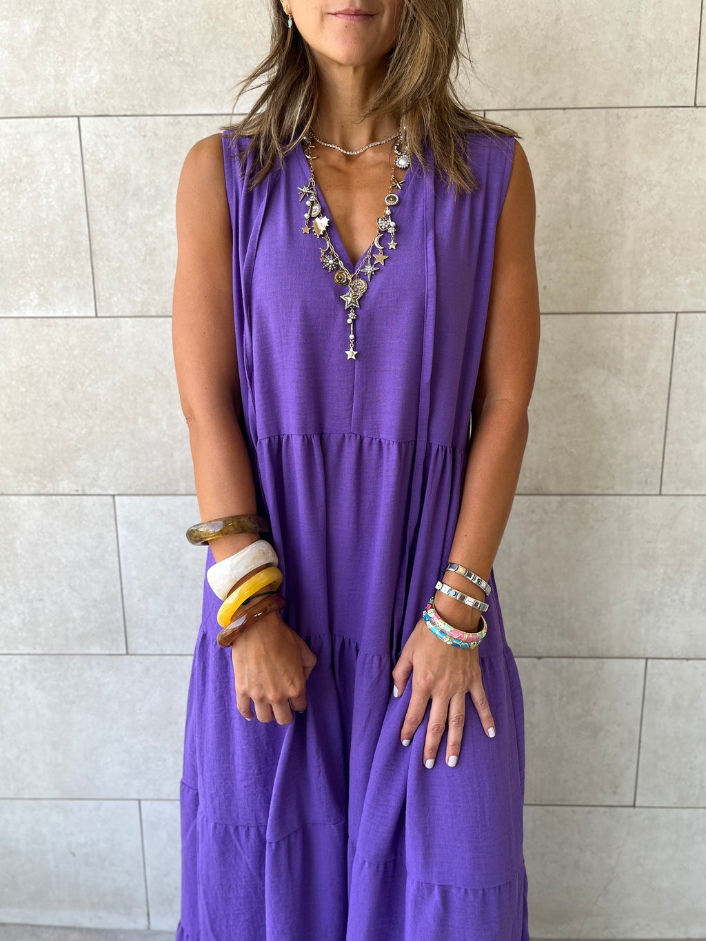 Purple Frillu Essential Tiered Dress