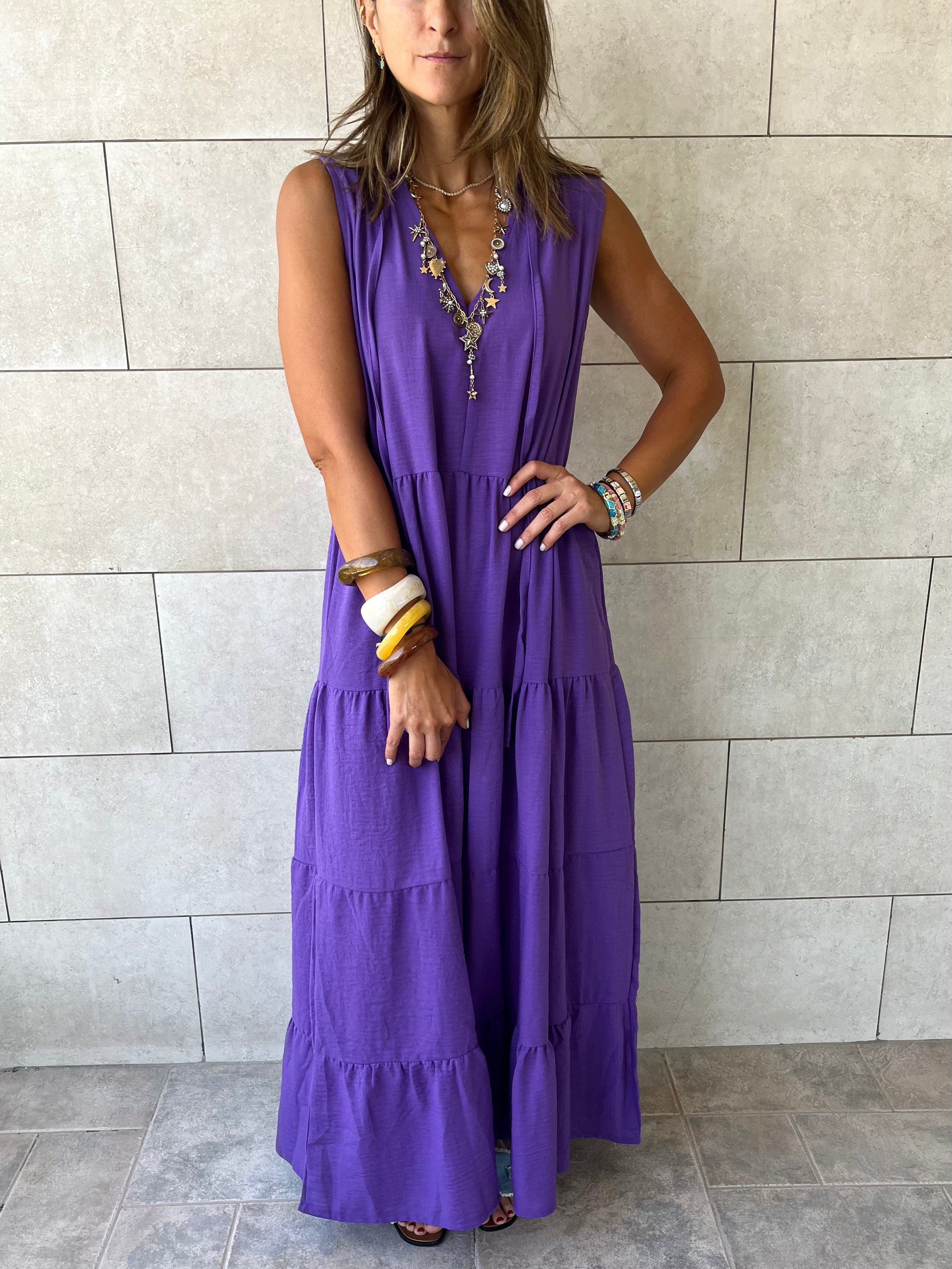 Purple Frillu Essential Tiered Dress