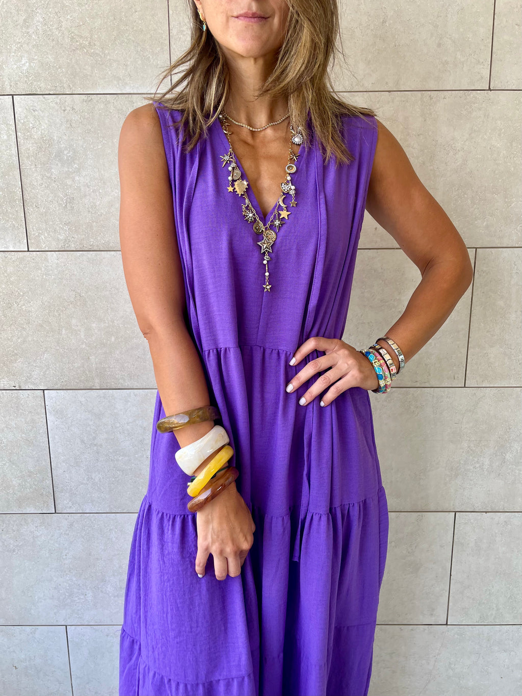 Purple Frillu Essential Tiered Dress
