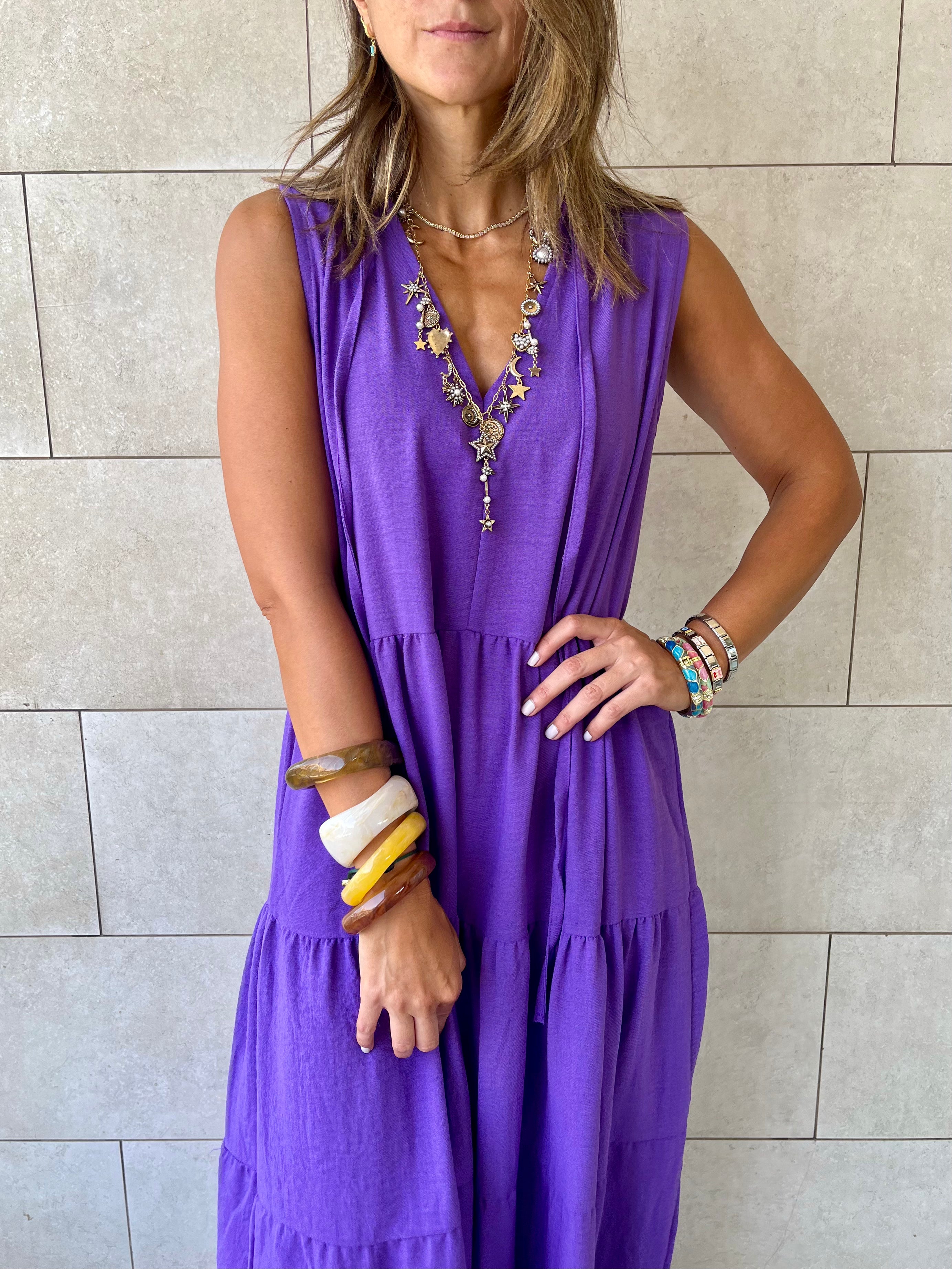 Purple Frillu Essential Tiered Dress