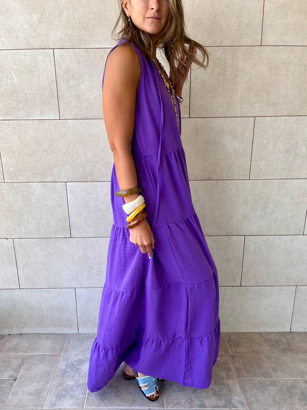 Purple Frillu Essential Tiered Dress