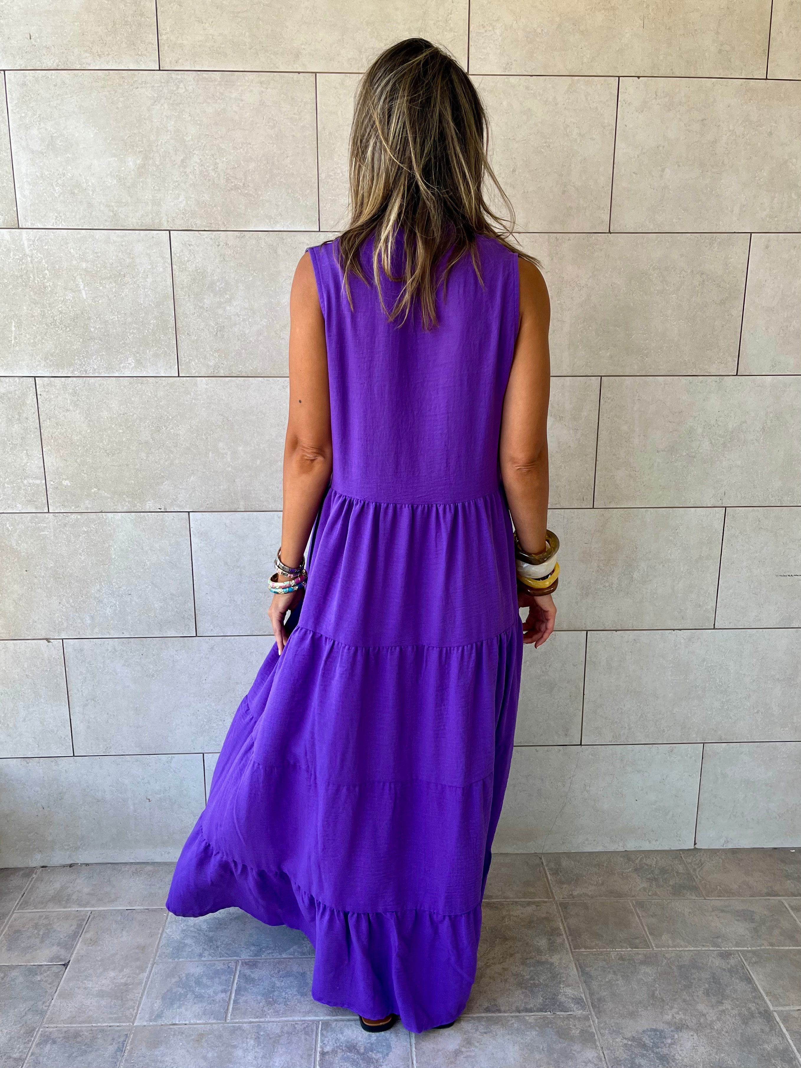 Purple Frillu Essential Tiered Dress