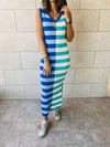Blue Can’t Make Up My Mind Ribbed Summer Dress