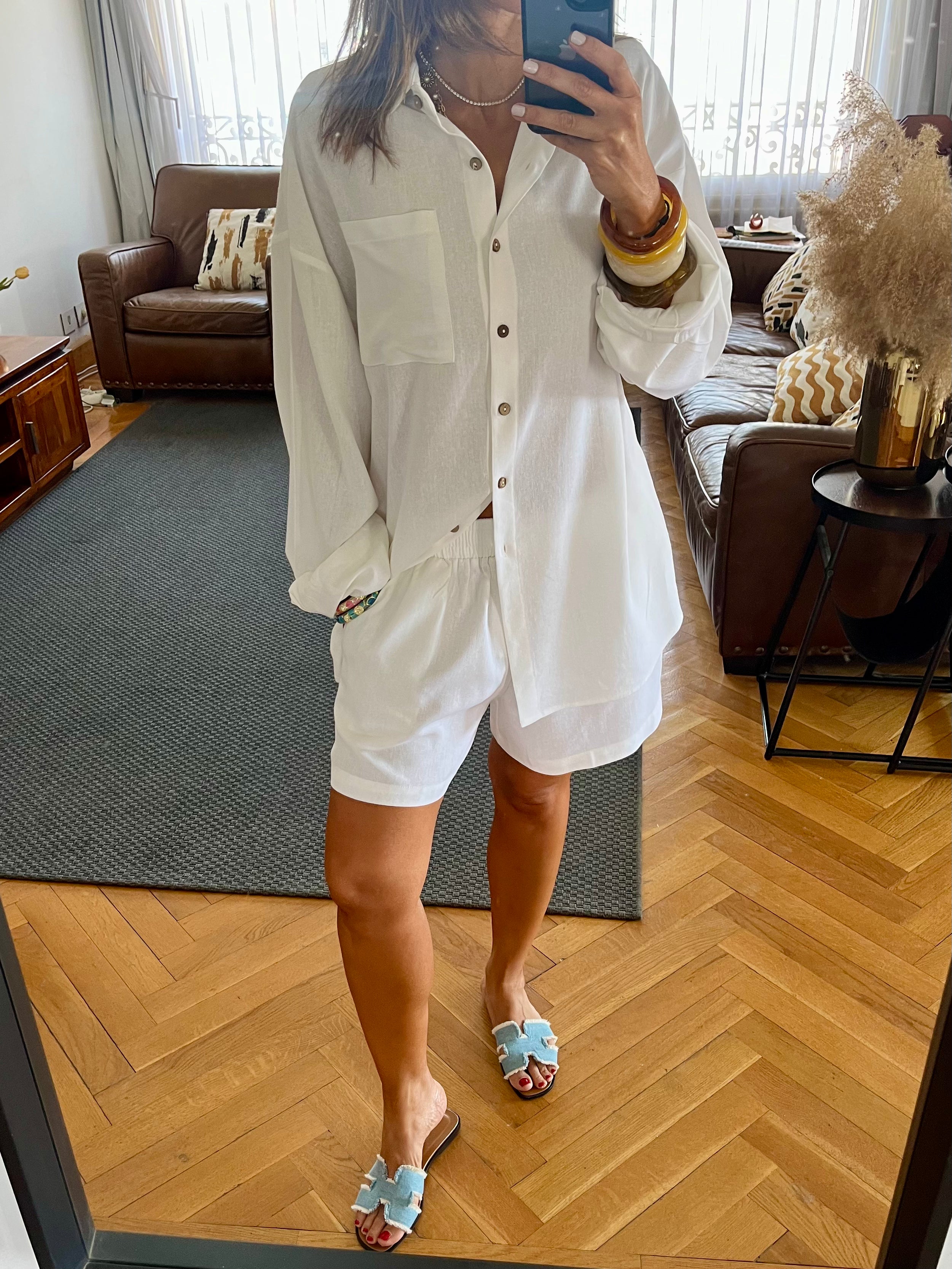 White Boxer Shirt Set