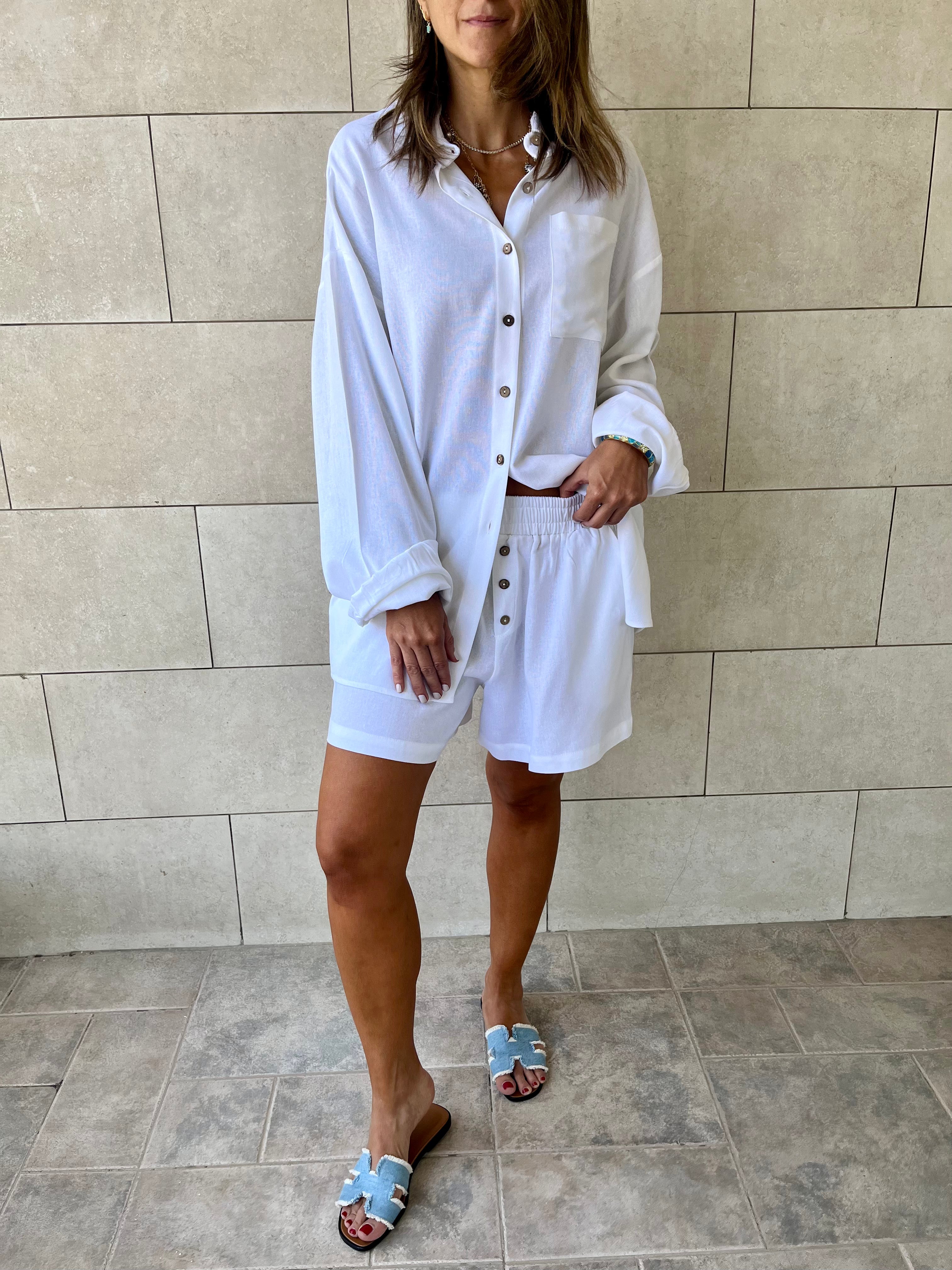 White Boxer Shirt Set