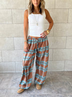 Plaid Satin Balloon Pants