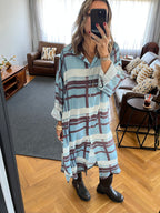 Plaid Satin Long Shirt