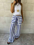 Blue Striped Spring Pants