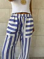 Blue Striped Spring Pants