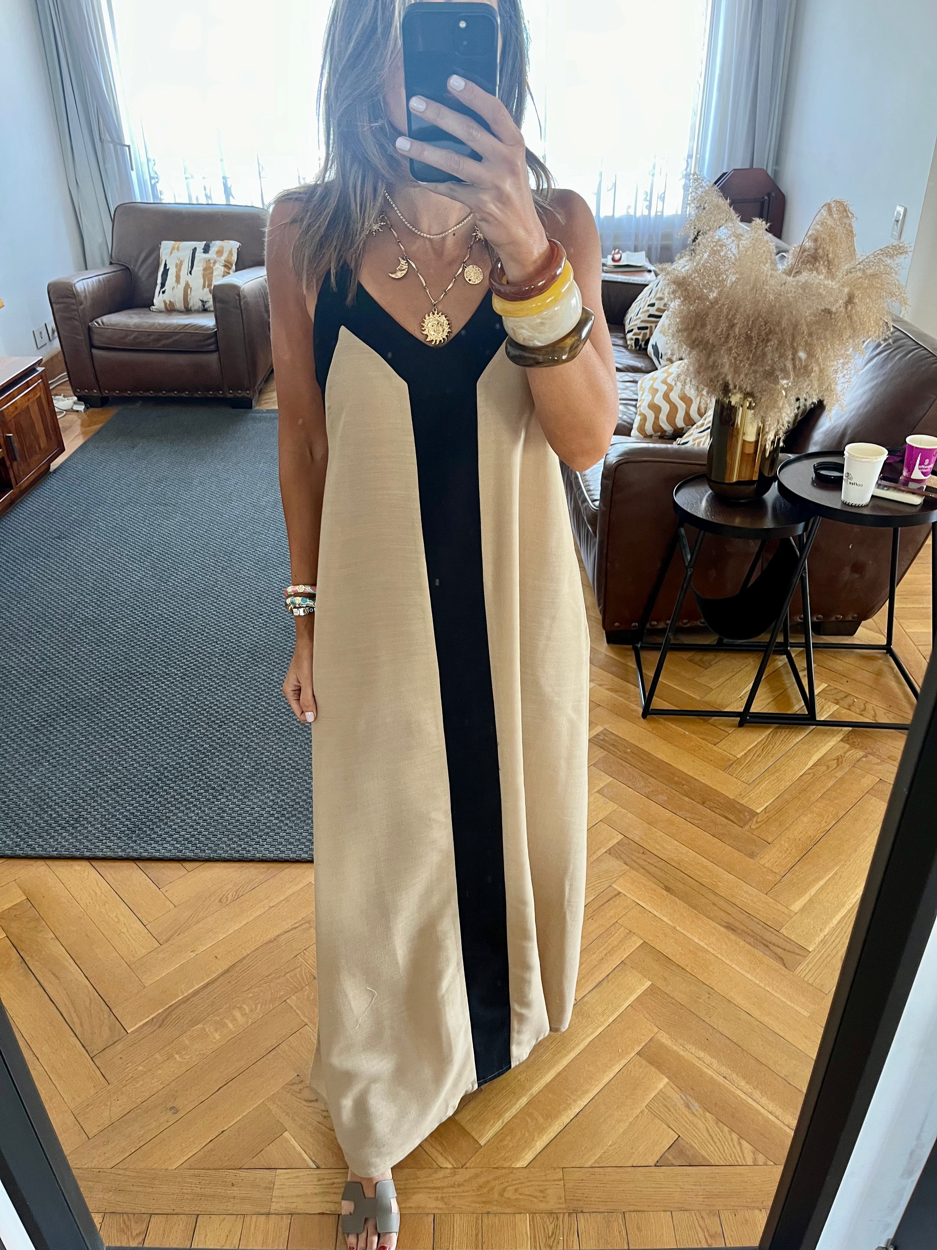 Beige Monaco Middle Line Dress