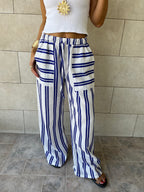 Blue Striped Spring Pants
