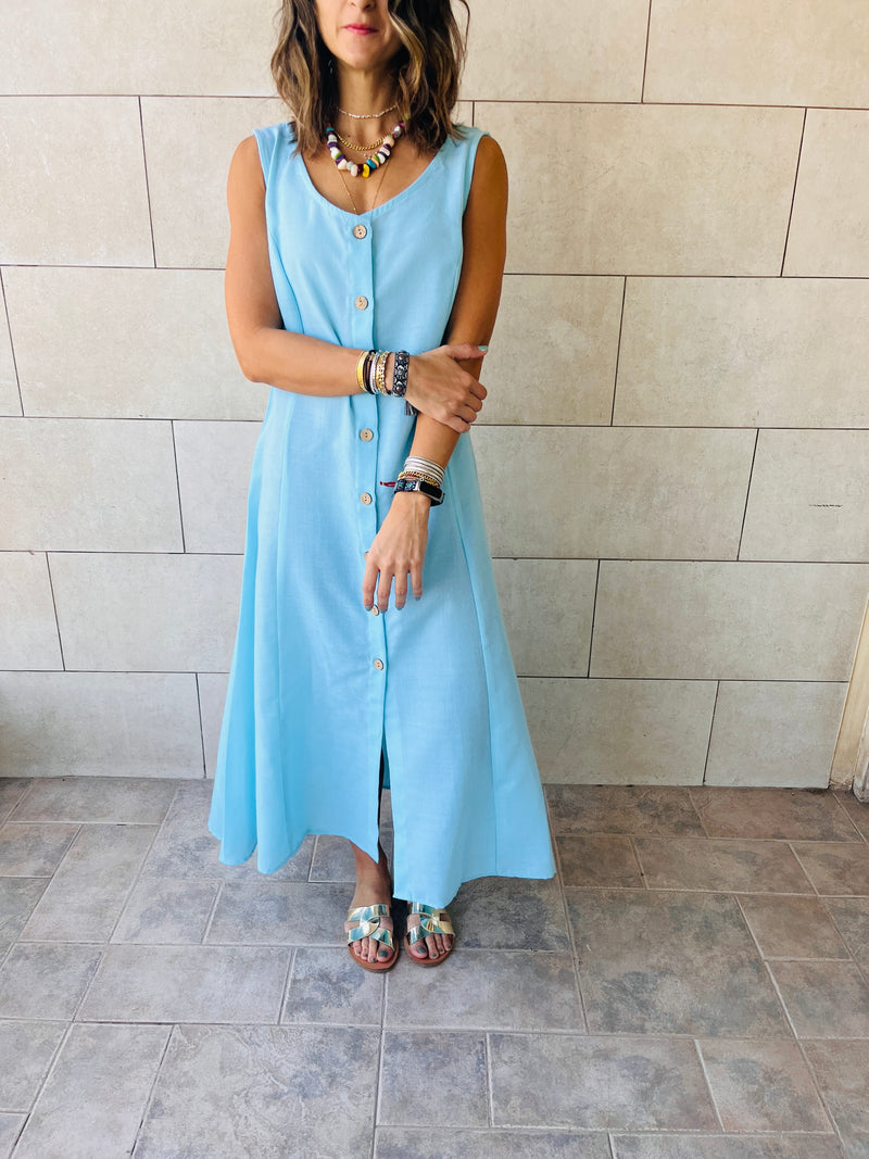 Baby Blue Gypsy Linen Dress