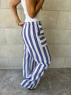 Blue Striped Spring Pants