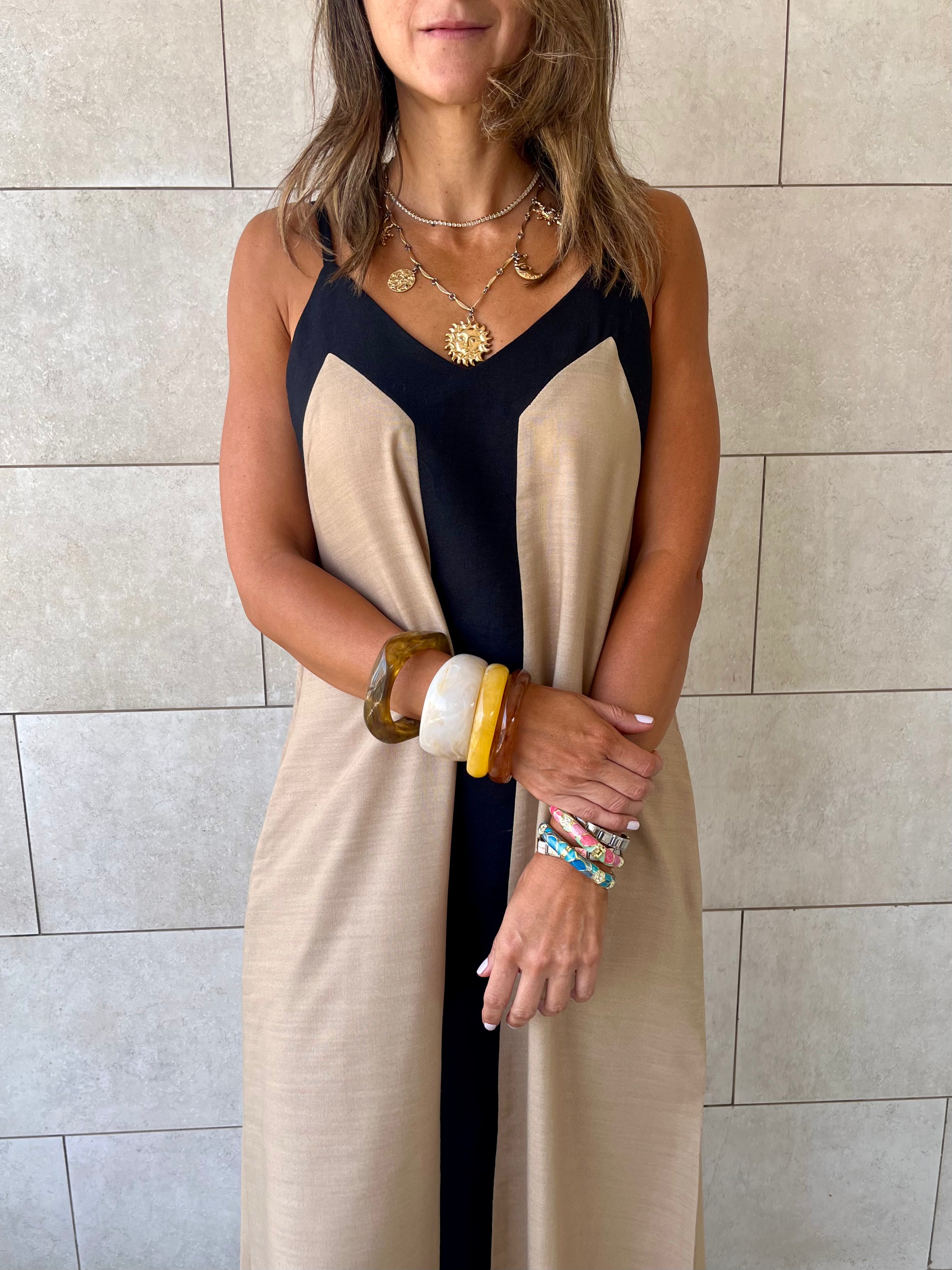 Beige Monaco Middle Line Dress