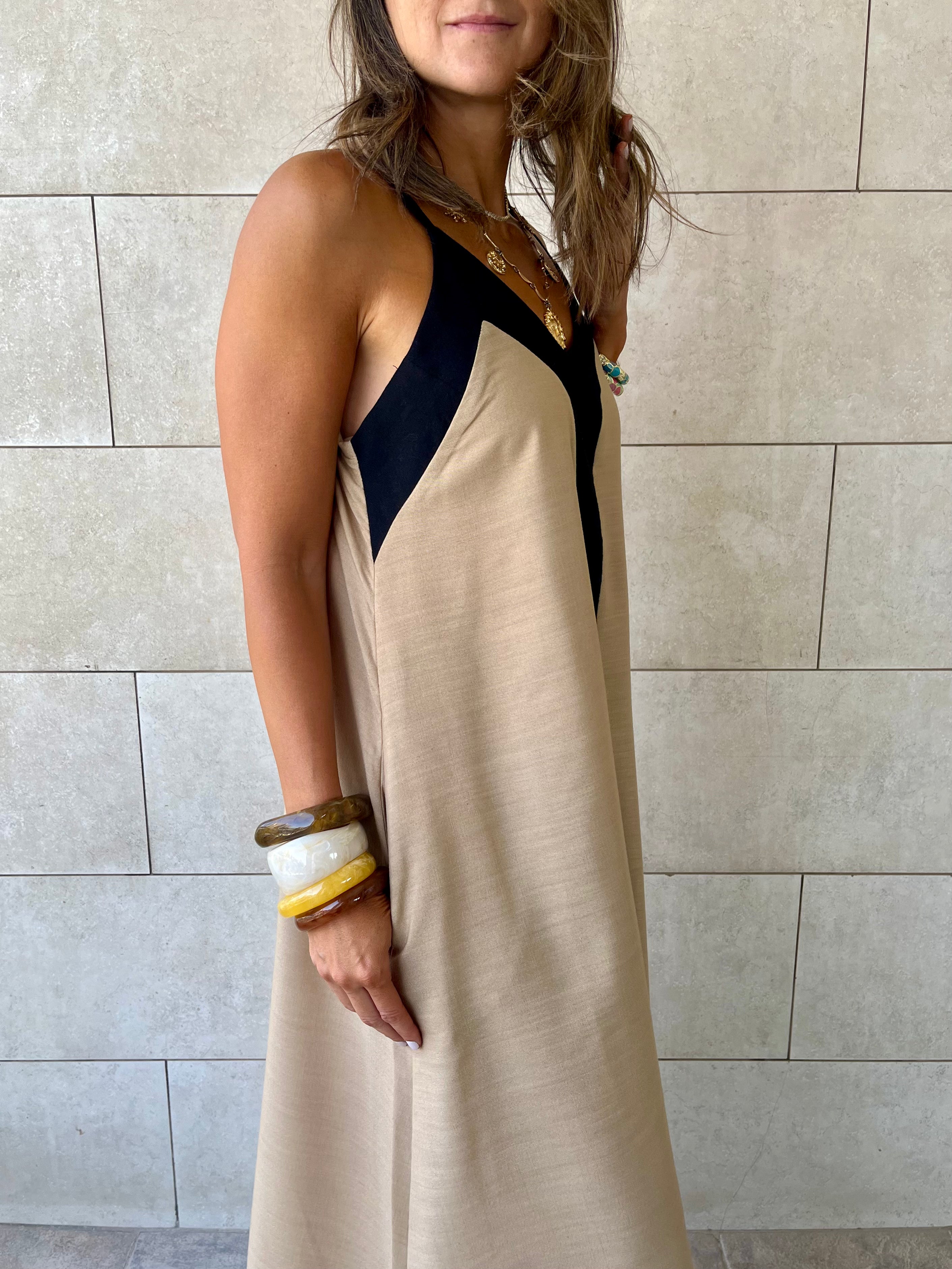 Beige Monaco Middle Line Dress