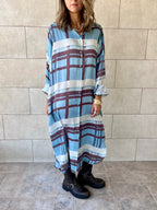 Plaid Satin Long Shirt