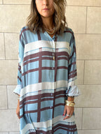 Plaid Satin Long Shirt