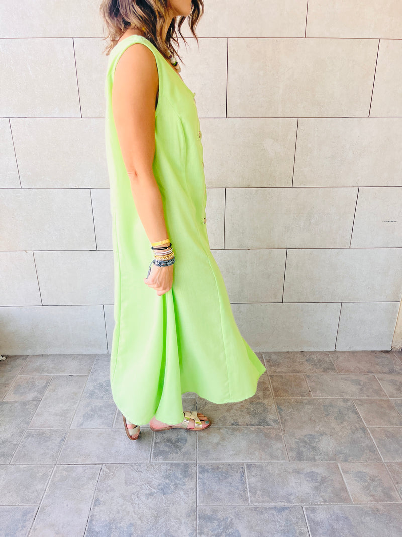 Lime Gypsy Linen Dress