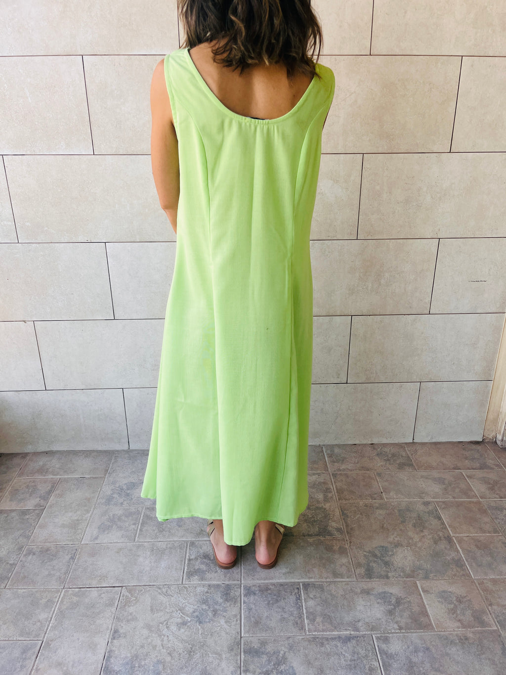 Lime Gypsy Linen Dress