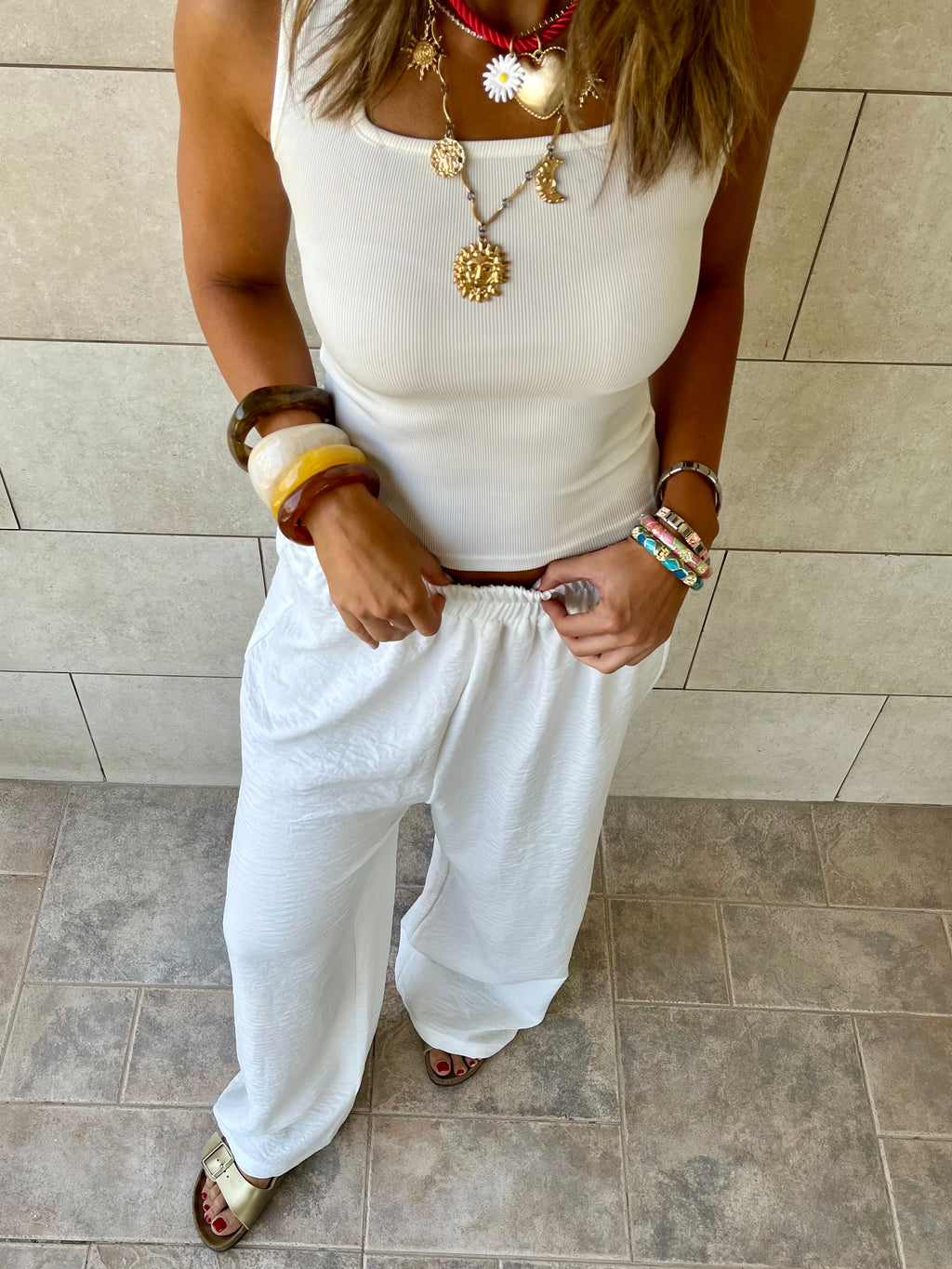 White Flowy Linen Pants