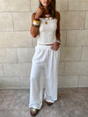 White Flowy Linen Pants