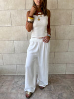 White Flowy Linen Pants