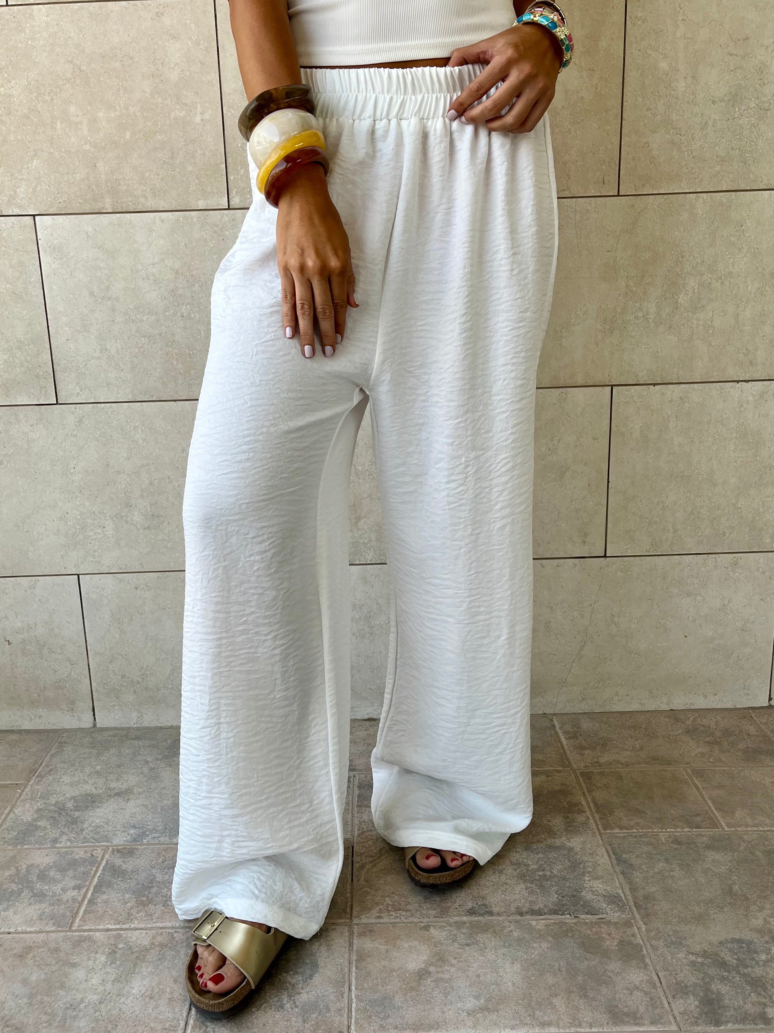 White Flowy Linen Pants