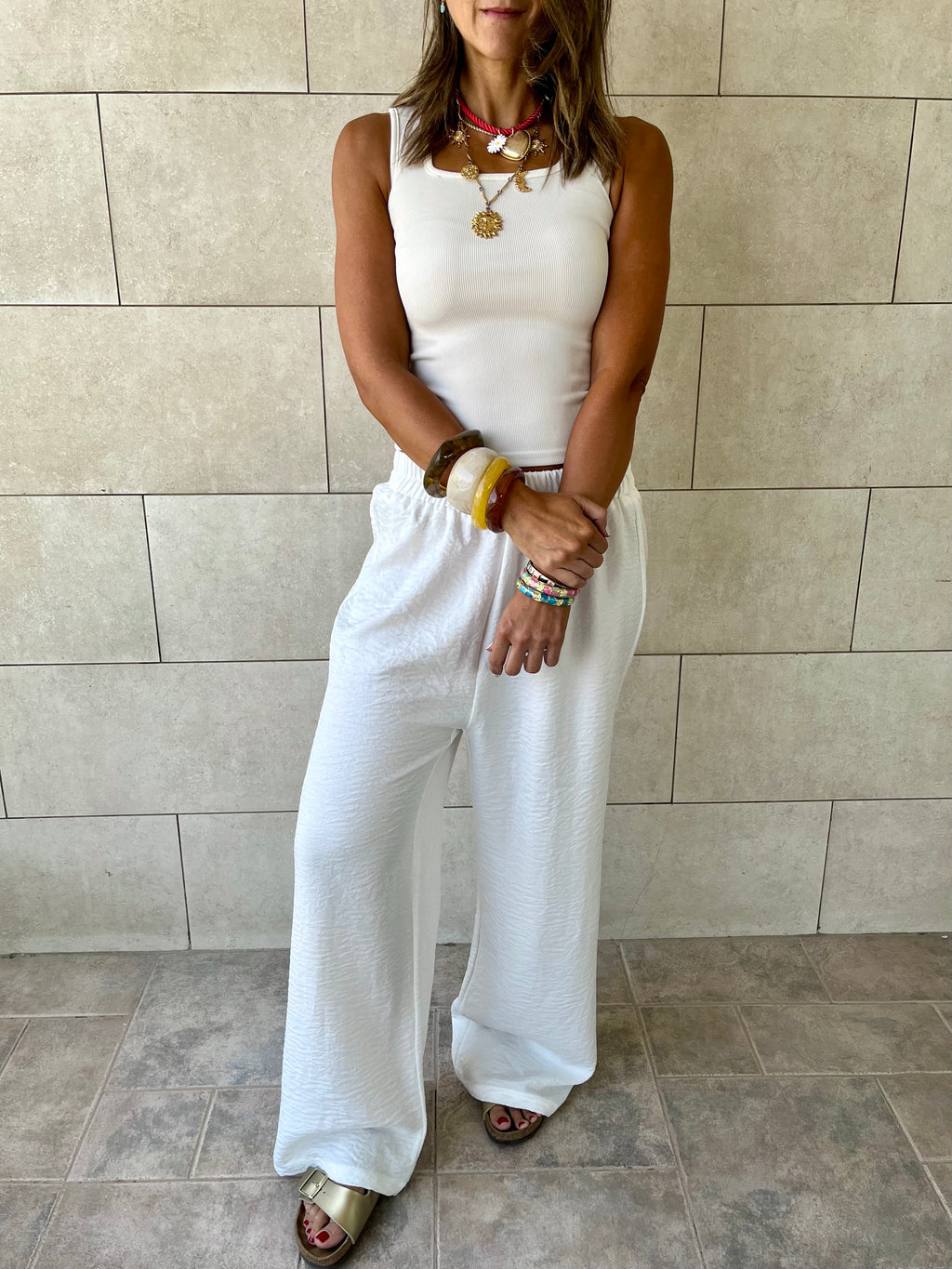 White Flowy Linen Pants